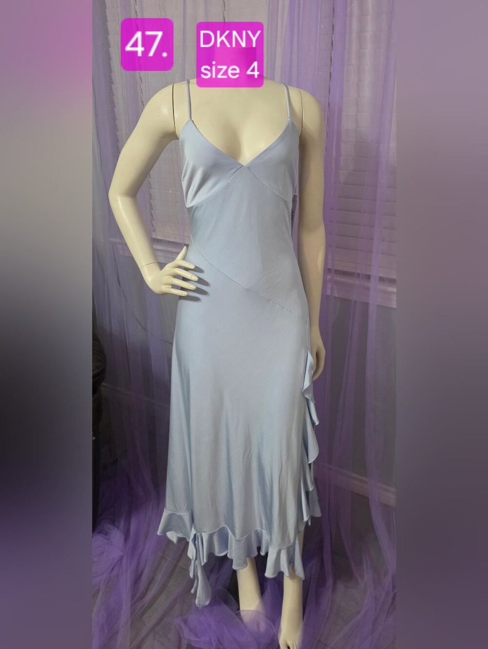 Elegant Slip On Silky Light Blue Size 4